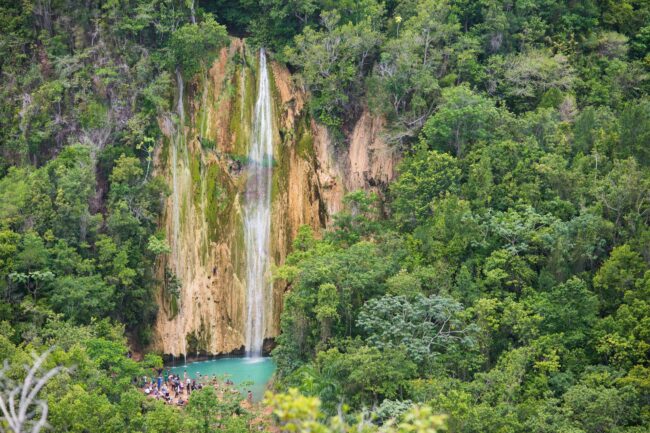 View of the waterfalls on the hike towards El Salto Del Limón in Samana, Dominican Republic.